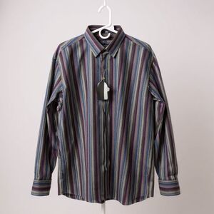 Visconti Black Men's Size XL Button Stripe Multi Color Shirt Designer NWT